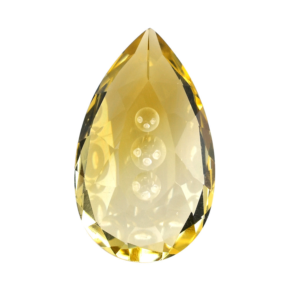 CITRINE (YELLOW) SUPER BUBBLE PEAR (DES#123) (C-4) 20X12MM 10.84 Cts.