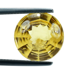 CITRINE (YELLOW) CONCAVE STEP CUT BACK ROUND (DES#47) (C-3) 15MM 11.79 Cts.