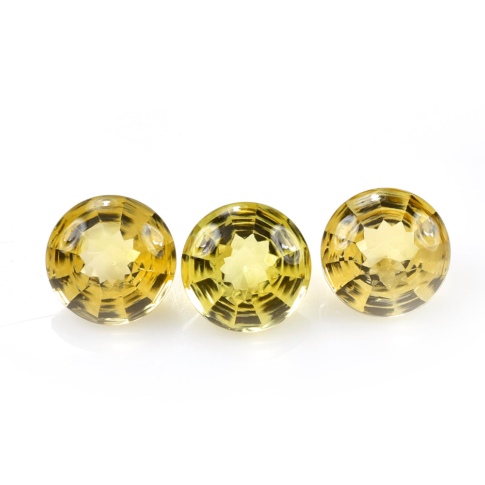 CITRINE (YELLOW) CONCAVE STEP CUT BACK ROUND (DES#47) (C-3) 15MM 11.79 Cts.