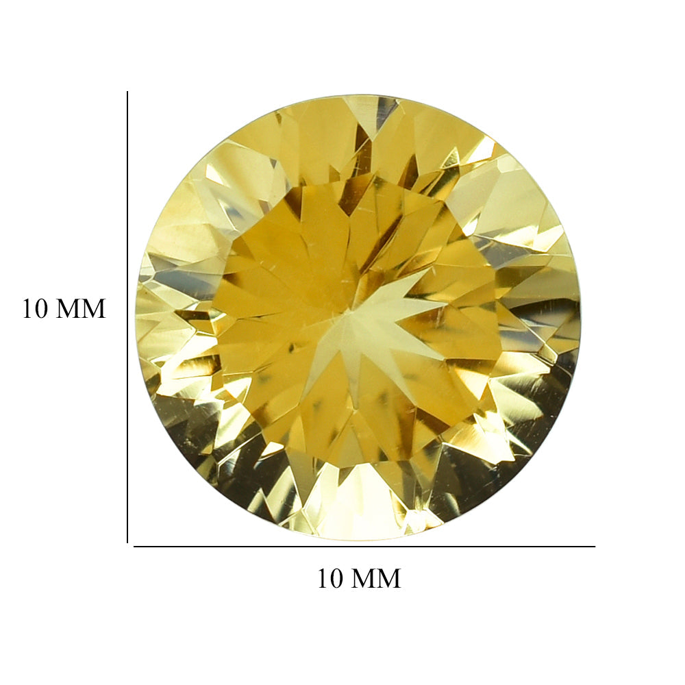 CITRINE (YELLOW) CONCAVE CUT ROUND (DES#45) (C-3) 10MM 3.48 Cts.