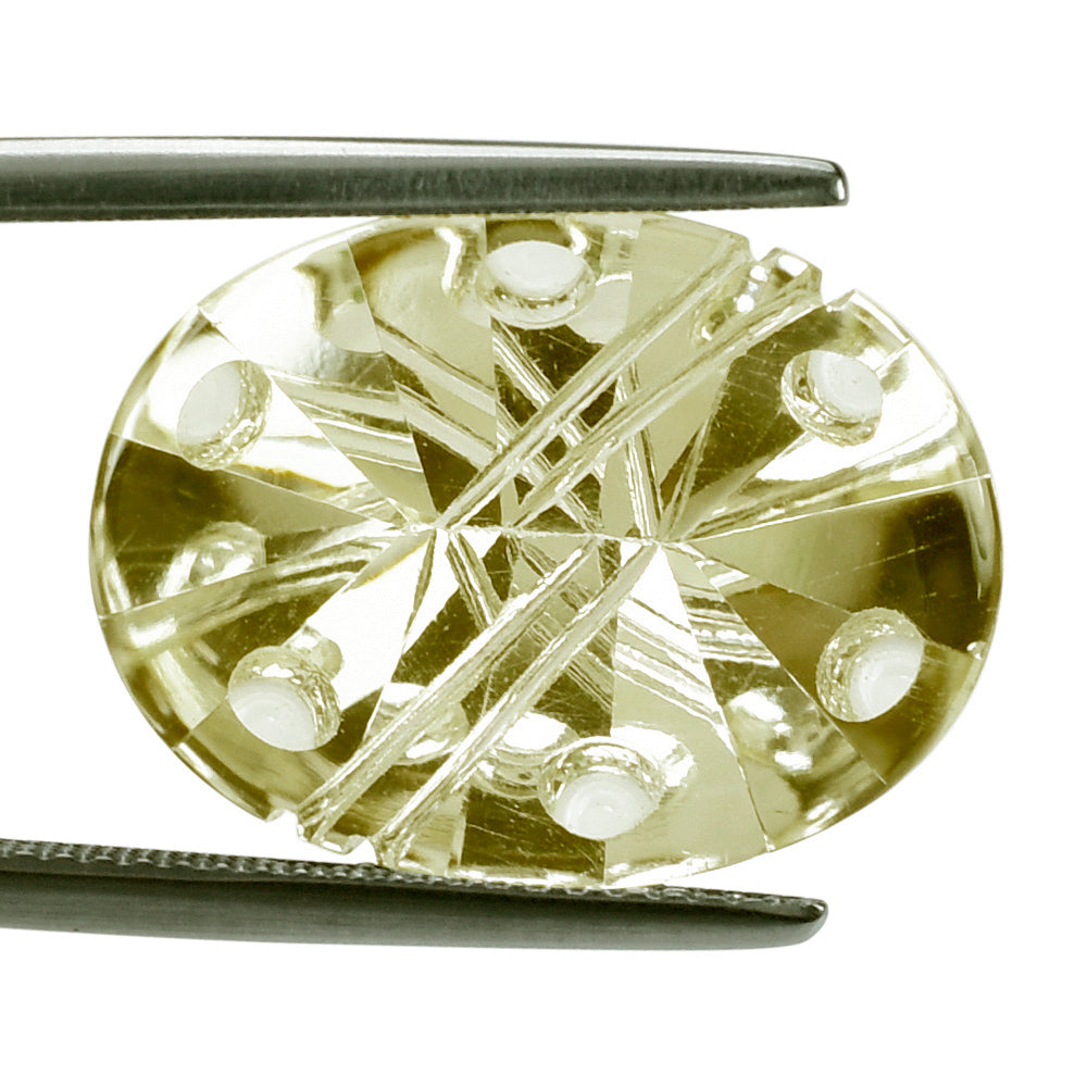 CITRINE (YELLOW) FLAT BUFFTOP SUPER BUBBLE OVAL (C-4) 20X15MM 12.75 Cts.