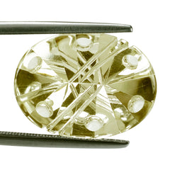CITRINE (YELLOW) FLAT BUFFTOP SUPER BUBBLE OVAL (C-4) 20X15MM 12.75 Cts.