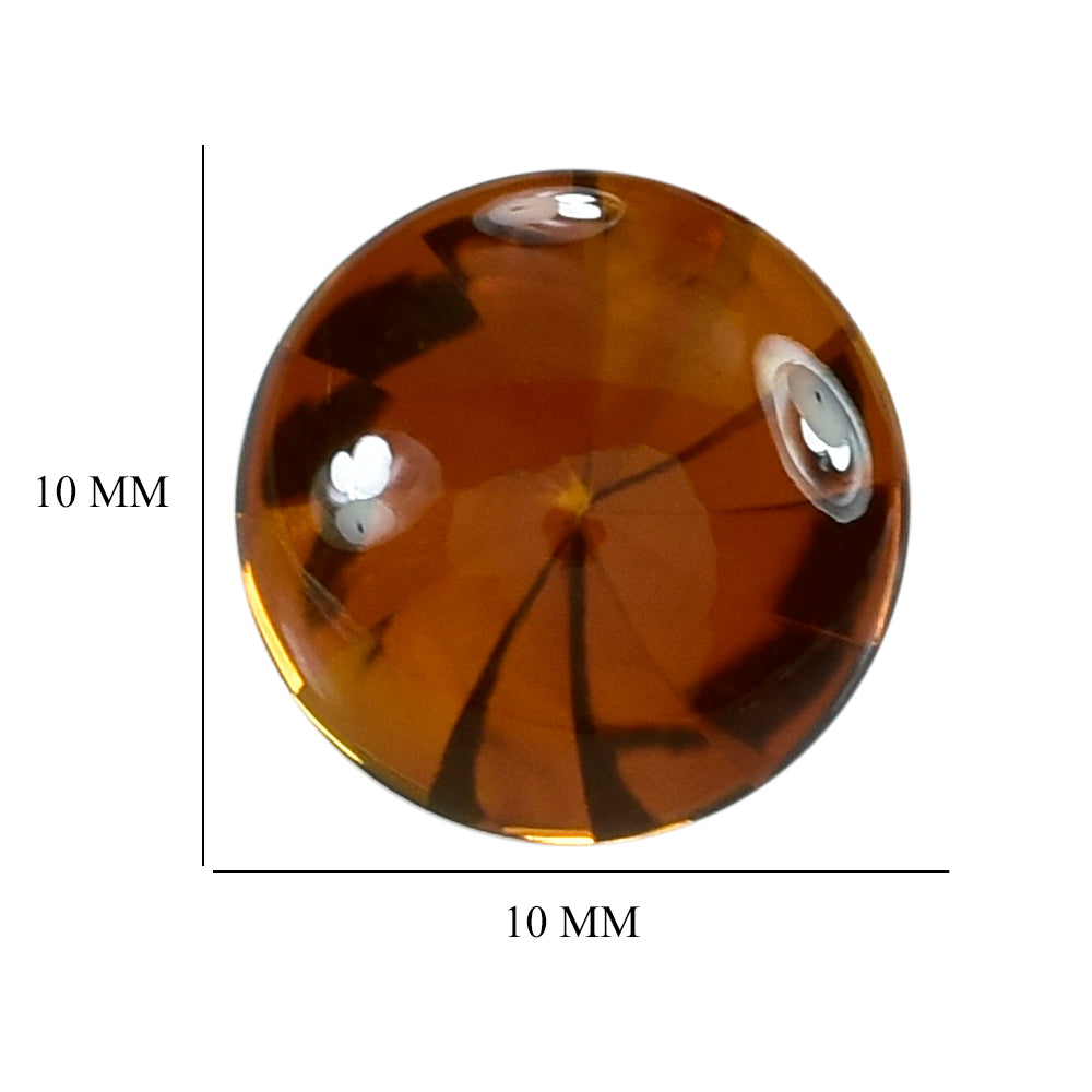 CITRINE (ORANGE) TWISTED CONCAVE BUFFTOP ROUND (DES#31) 10MM 3.49 Cts.