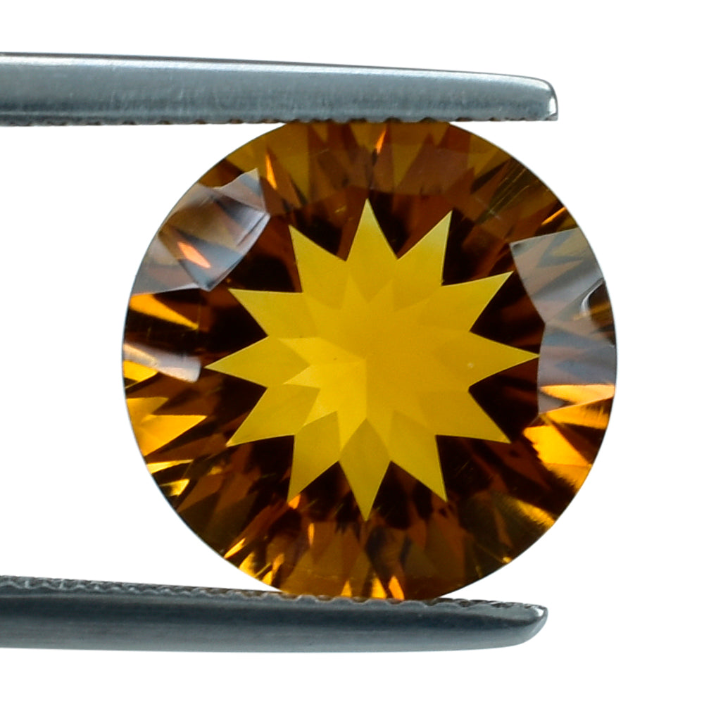 CITRINE (ORANGE) CONCAVE CUT ROUND (DES#45) 12MM 5.15 Cts.
