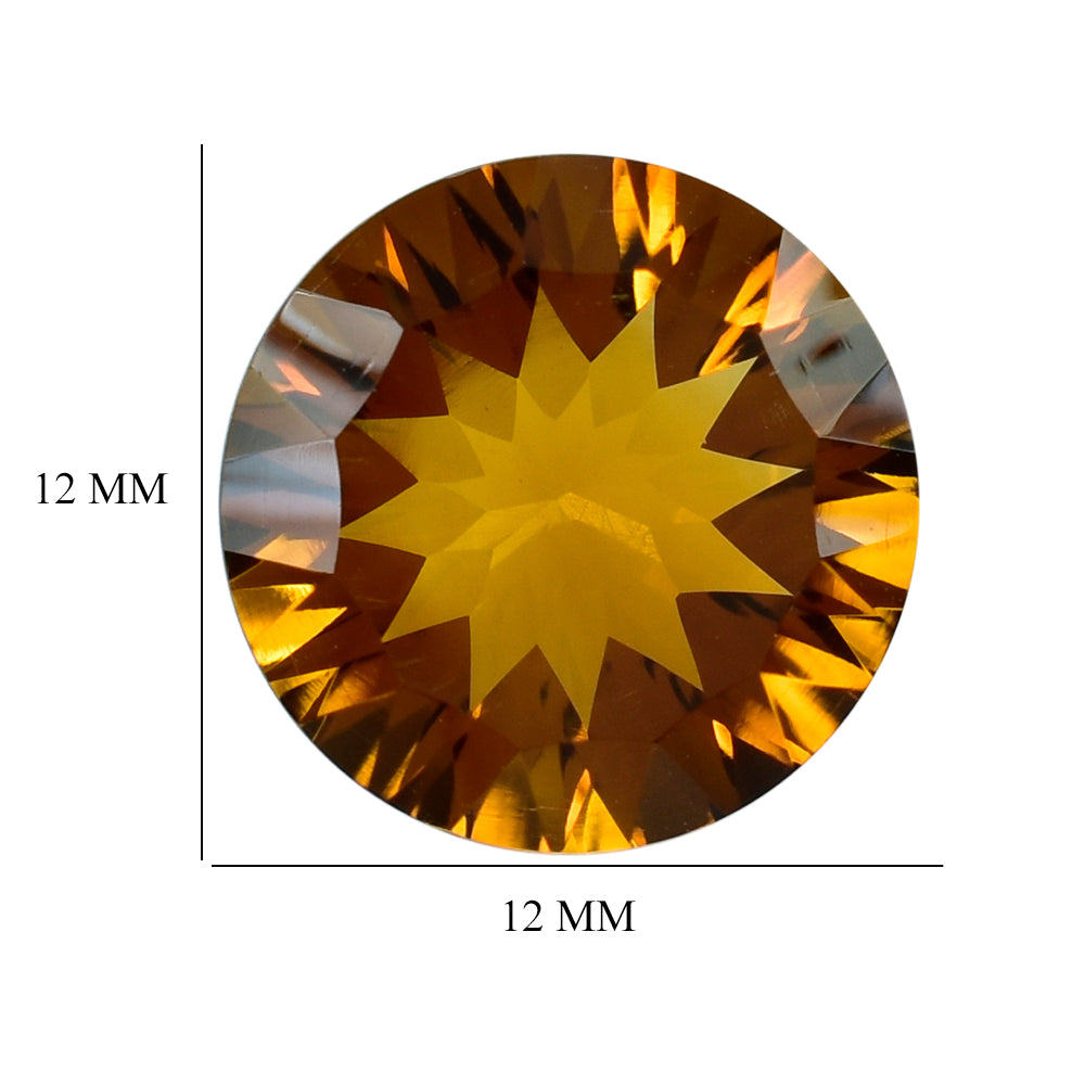 CITRINE (ORANGE) CONCAVE CUT ROUND (DES#45) 12MM 5.15 Cts.