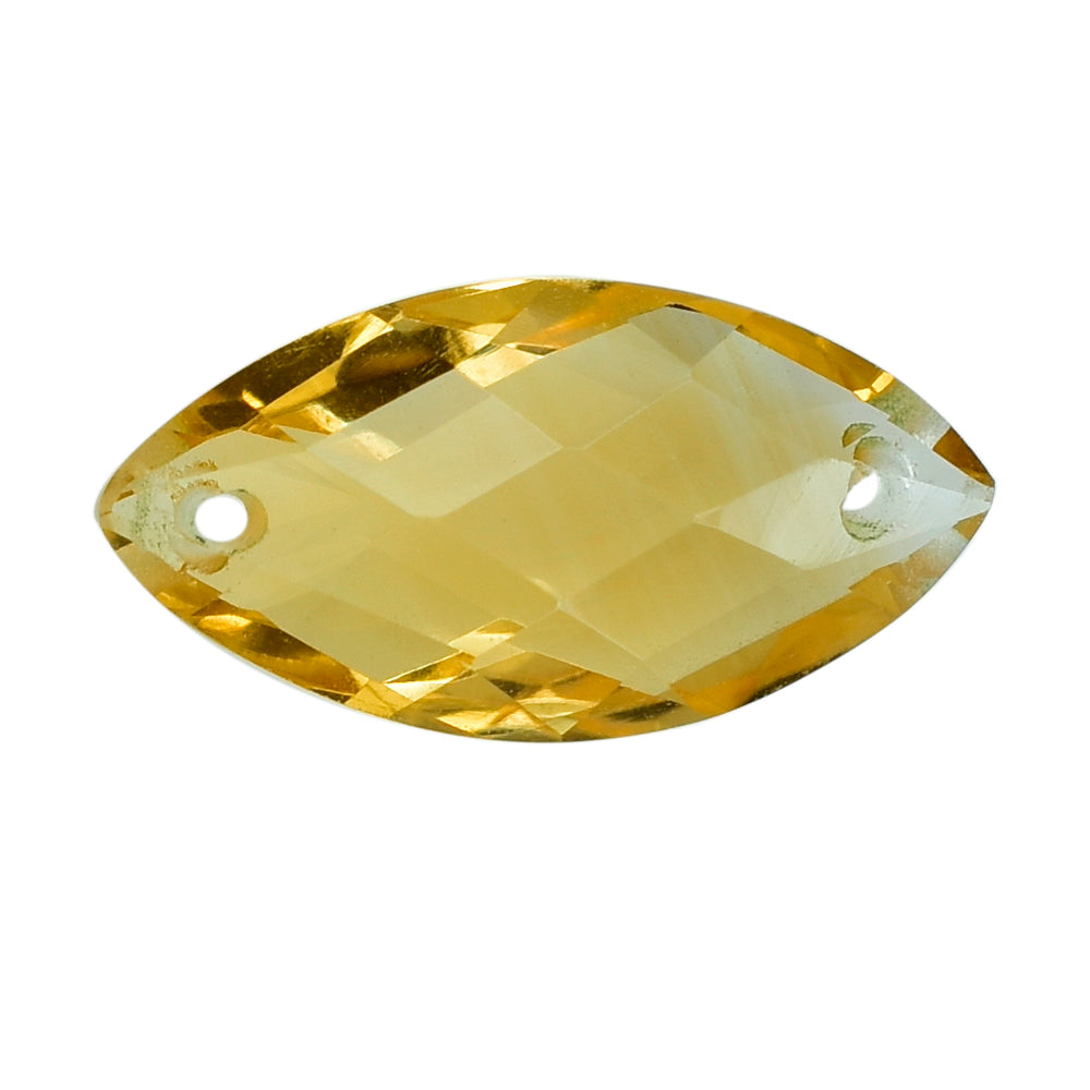 CITRINE (GOLDEN) CHECKER CUT BRIOLETTE MARQUISE (FULL DRILL TWO) (C2) 16X8MM 3.87 Cts.