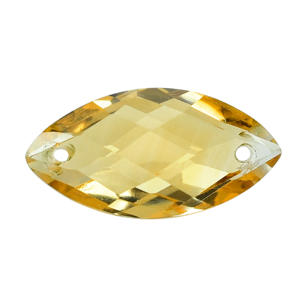 CITRINE (GOLDEN) CHECKER CUT BRIOLETTE MARQUISE (FULL DRILL TWO) (C2) 16X8MM 3.87 Cts.