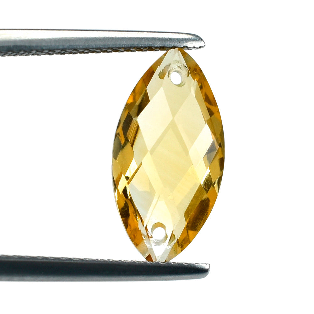 CITRINE (GOLDEN) CHECKER CUT BRIOLETTE MARQUISE (FULL DRILL TWO) (C2) 16X8MM 3.87 Cts.