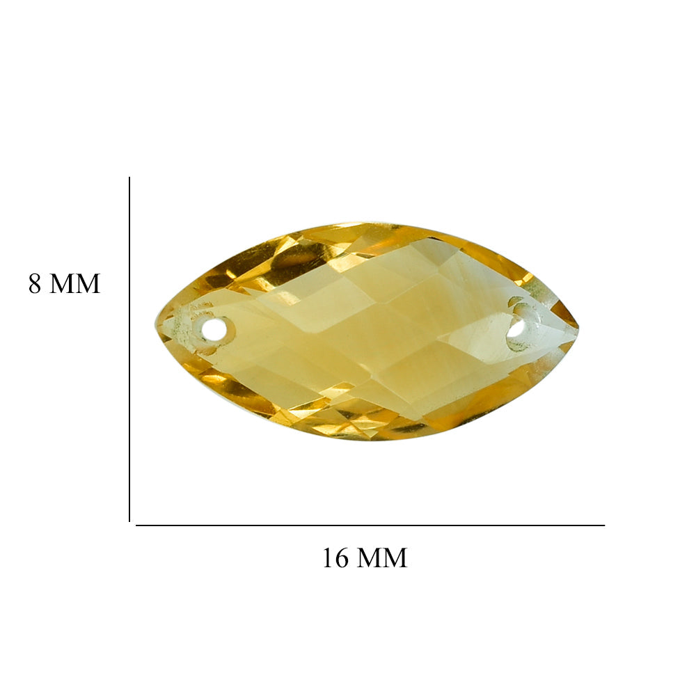 CITRINE (GOLDEN) CHECKER CUT BRIOLETTE MARQUISE (FULL DRILL TWO) (C2) 16X8MM 3.87 Cts.