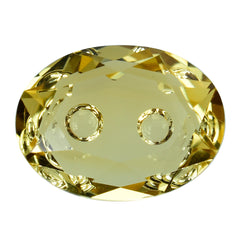 YELLOW CITRINE BOTH SIDE TABLE CUT OVAL WITH TWO CHEESE HOLE 16X12MM 8.55 Cts.