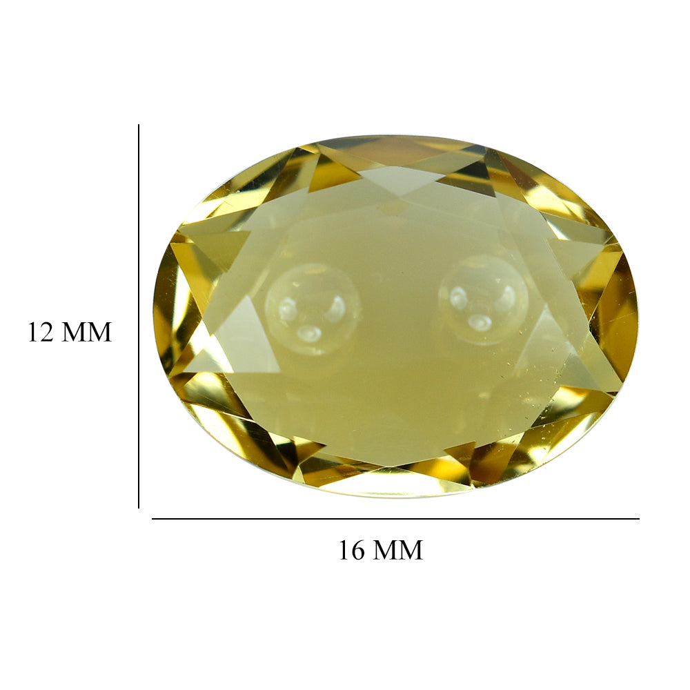 YELLOW CITRINE BOTH SIDE TABLE CUT OVAL WITH TWO CHEESE HOLE 16X12MM 8.55 Cts.