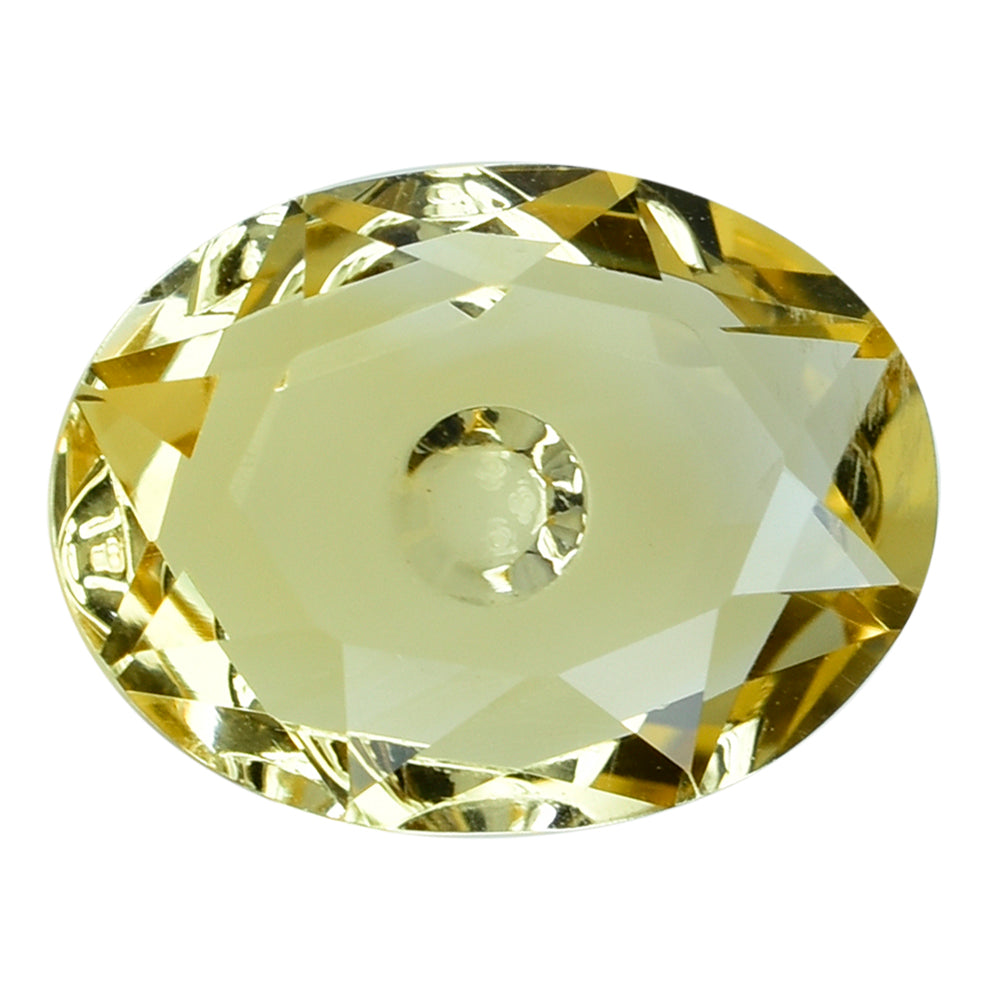 YELLOW CITRINE BOTH SIDE TABLE CUT OVAL WITH ONE CHEESE HOLE 16X12MM 8.50 Cts.