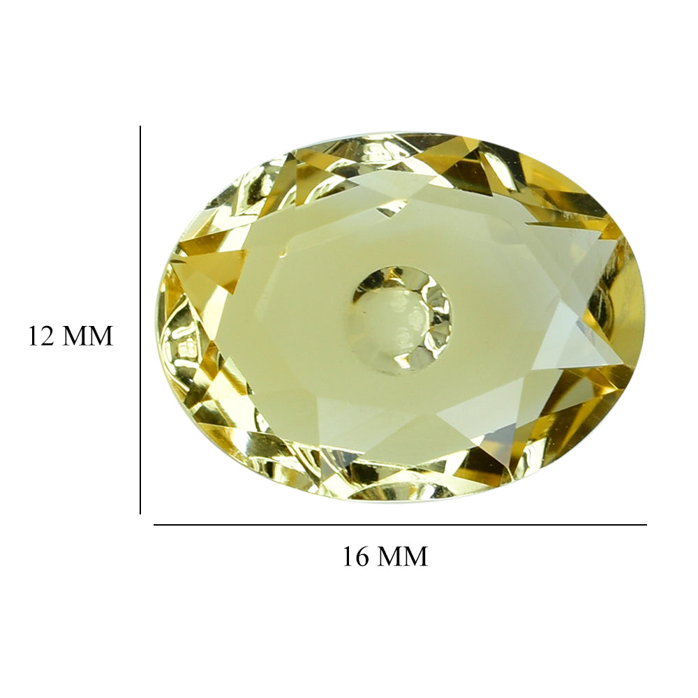 YELLOW CITRINE BOTH SIDE TABLE CUT OVAL WITH ONE CHEESE HOLE 16X12MM 8.50 Cts.