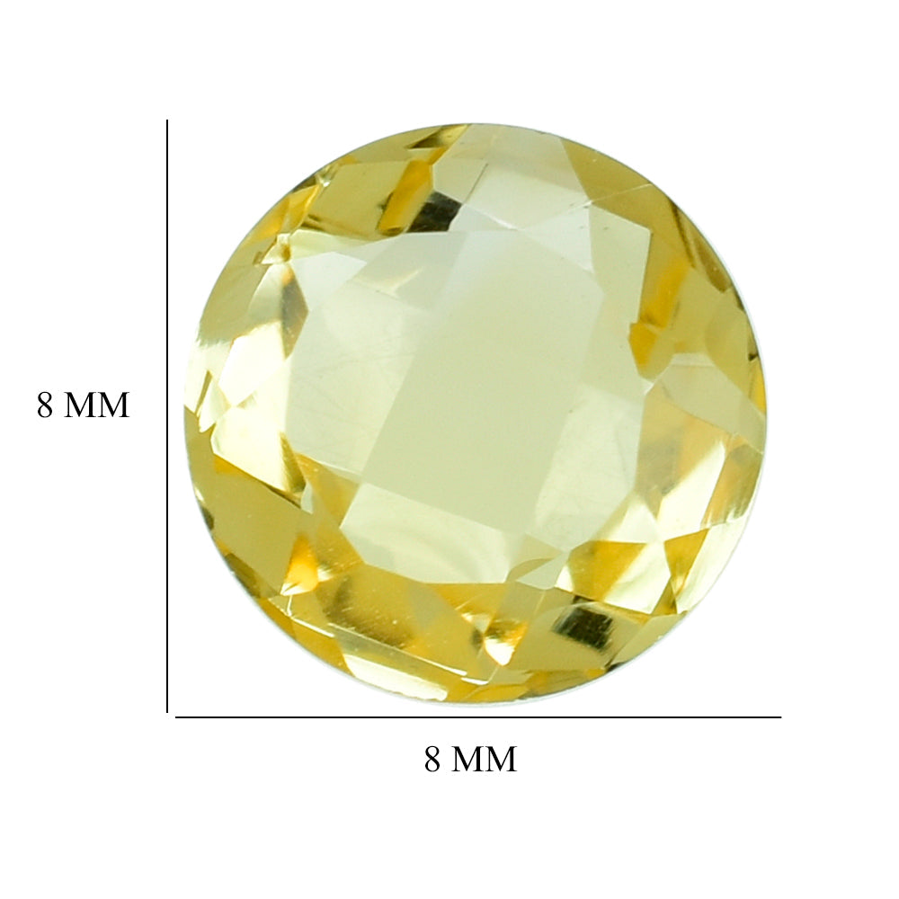 CITRINE CUT ROUND WITH CHECKER CUT BACK 8MM 1.91 Cts.