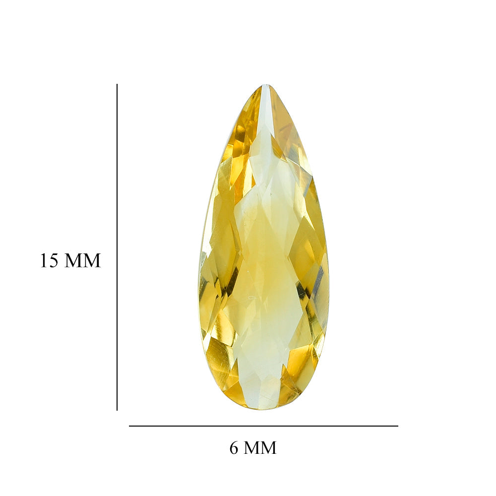 CITRINE CHECKER CUT PEAR (C-3) 15X6MM 2.12 Cts.