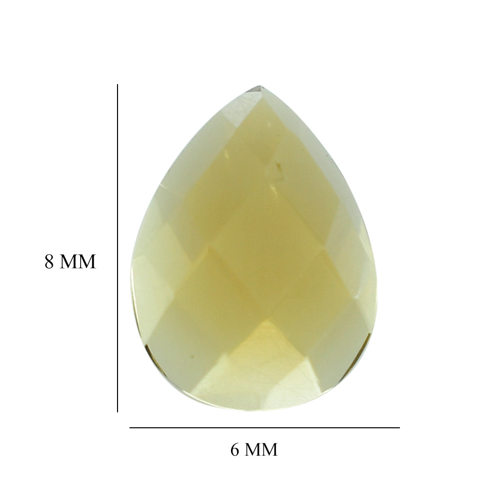 YELLOW CITRINE CHECKER PEAR CAB 8X6MM 1.27 Cts.