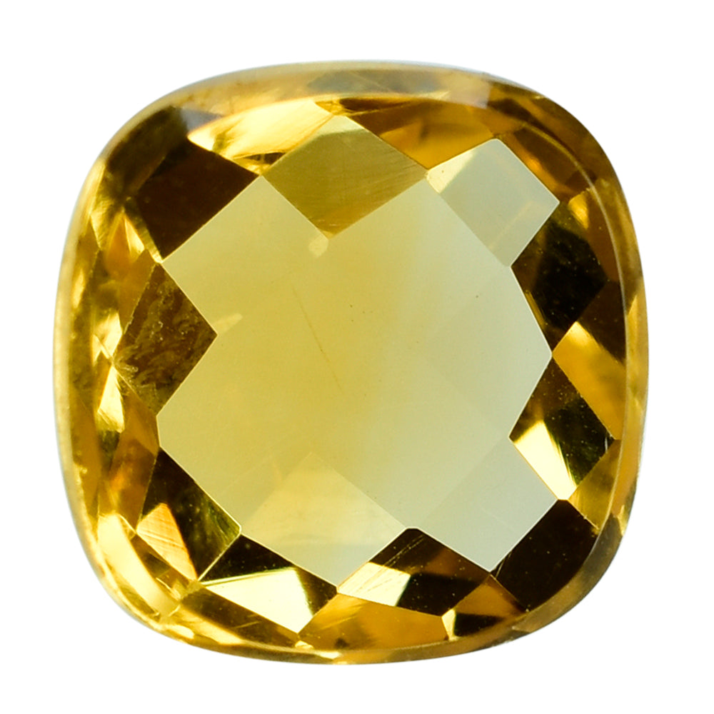 CITRINE CHECKER CUSHION CAB 10MM 4.03 Cts.