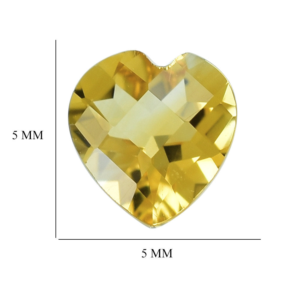 GOLDEN CITRINE CHECKER CUT HEART 5MM 0.43 Cts.