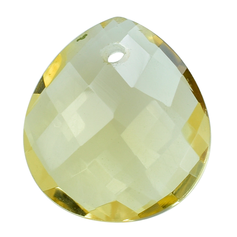YELLOW CITRINE BRIOLETTE PEAR (FULL DRILL) (C-4/CLEAN) 11X10MM 3.55 Cts.