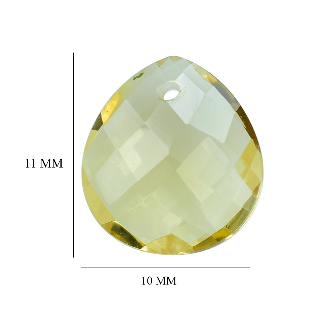 YELLOW CITRINE BRIOLETTE PEAR (FULL DRILL) (C-4/CLEAN) 11X10MM 3.55 Cts.