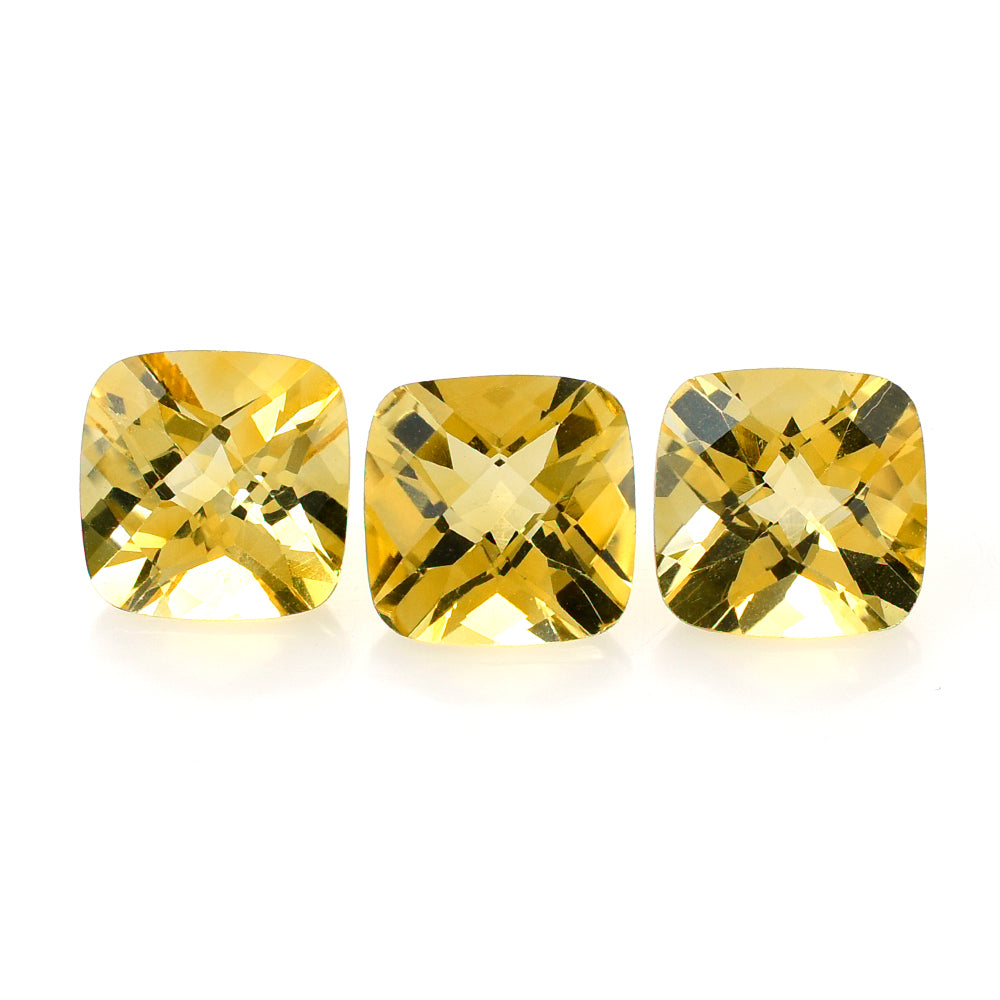 YELLOW CITRINE CHECKER CUT (C-2/CLEAN) CUSHION 9MM 2.65 Cts.