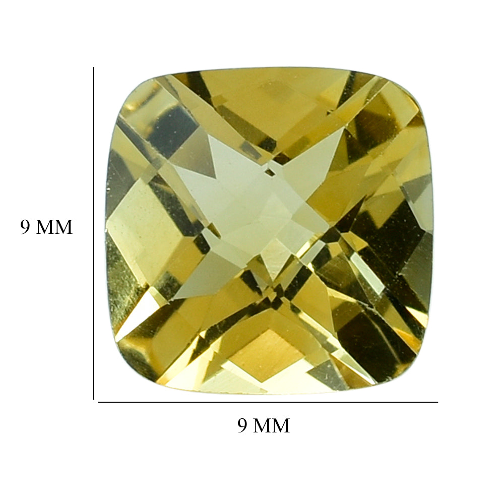 YELLOW CITRINE CHECKER CUT (C-2/CLEAN) CUSHION 9MM 2.65 Cts.