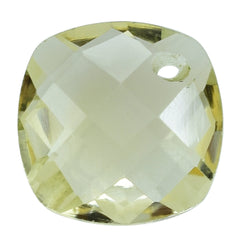 LEMON CITRINE  BRIOLETTE CUSHION FACETED (FRONT TO BACK DRILL) 10MM 3.11 Cts.