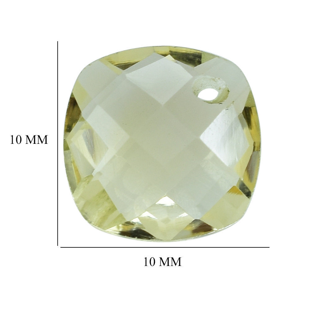 LEMON CITRINE  BRIOLETTE CUSHION FACETED (FRONT TO BACK DRILL) 10MM 3.11 Cts.