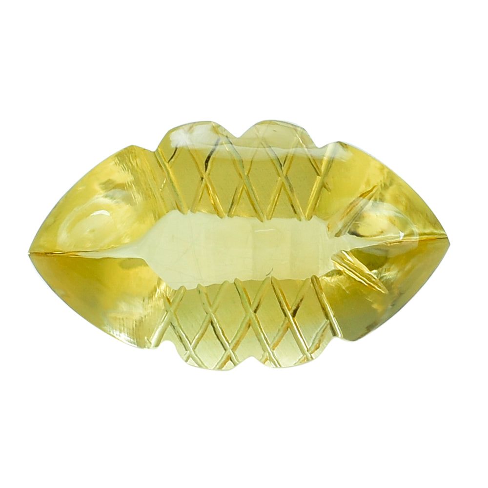 CITRINE BUFFTOP FISH CARVED BACK MARQUISE (DES#111) 20X11.50MM 10.38 Cts.