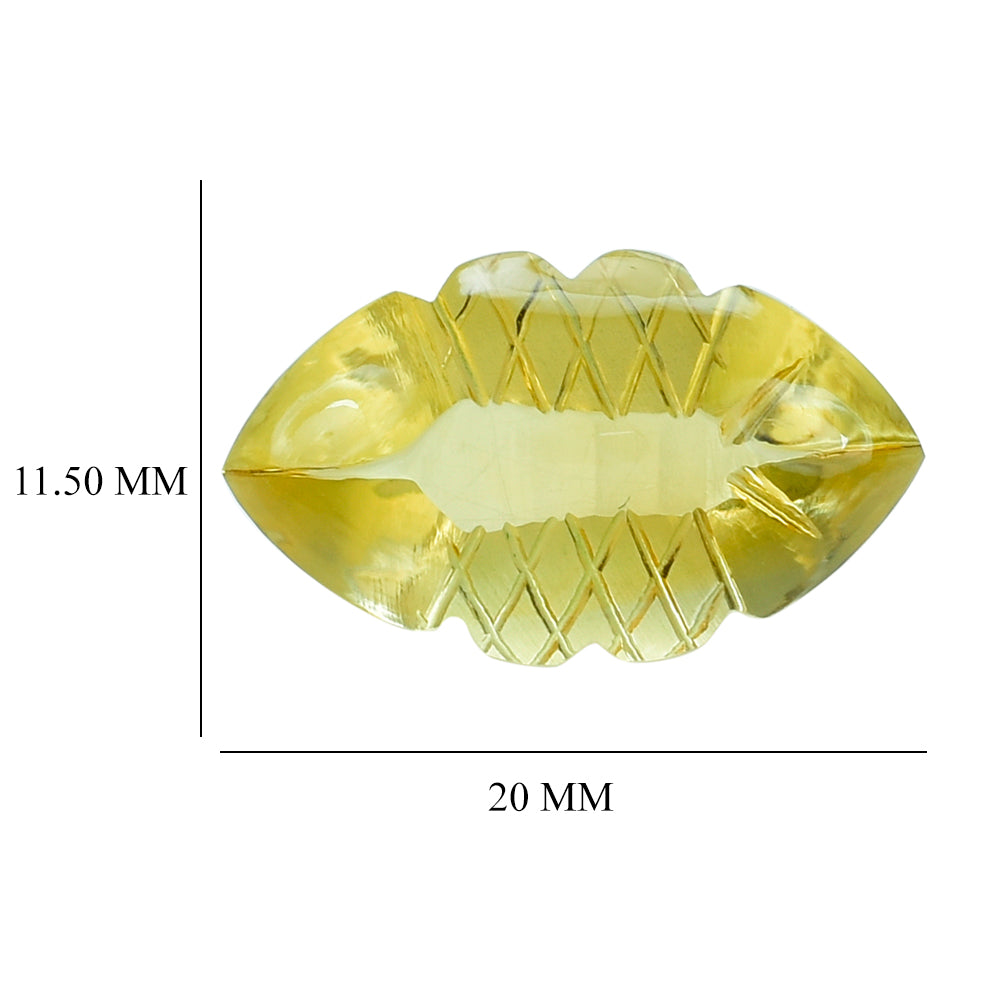 CITRINE BUFFTOP FISH CARVED BACK MARQUISE (DES#111) 20X11.50MM 10.38 Cts.
