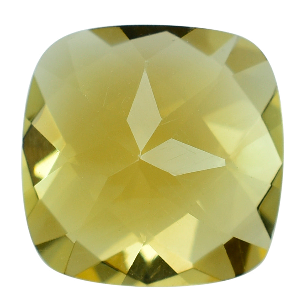 YELLOW CITRINE CHECKER CUT CUSHION 10.00MM 3.65 Cts.