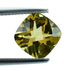 YELLOW CITRINE CHECKER CUT CUSHION 10.00MM 3.65 Cts.