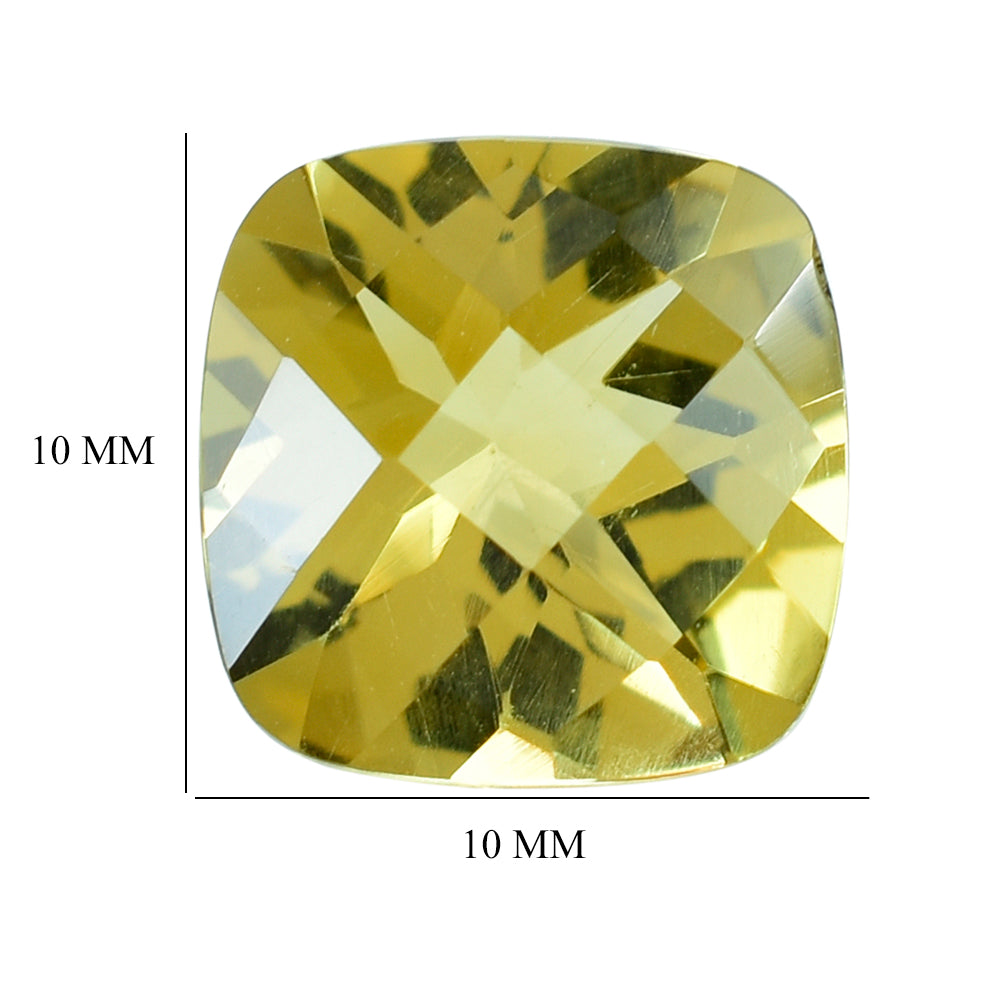YELLOW CITRINE CHECKER CUT CUSHION 10.00MM 3.65 Cts.