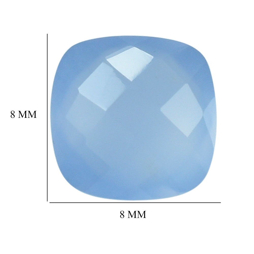 NATURAL AFRICAN BLUE CHALCEDONY BRIOLETTE CUSHION 8MM 1.87Cts.