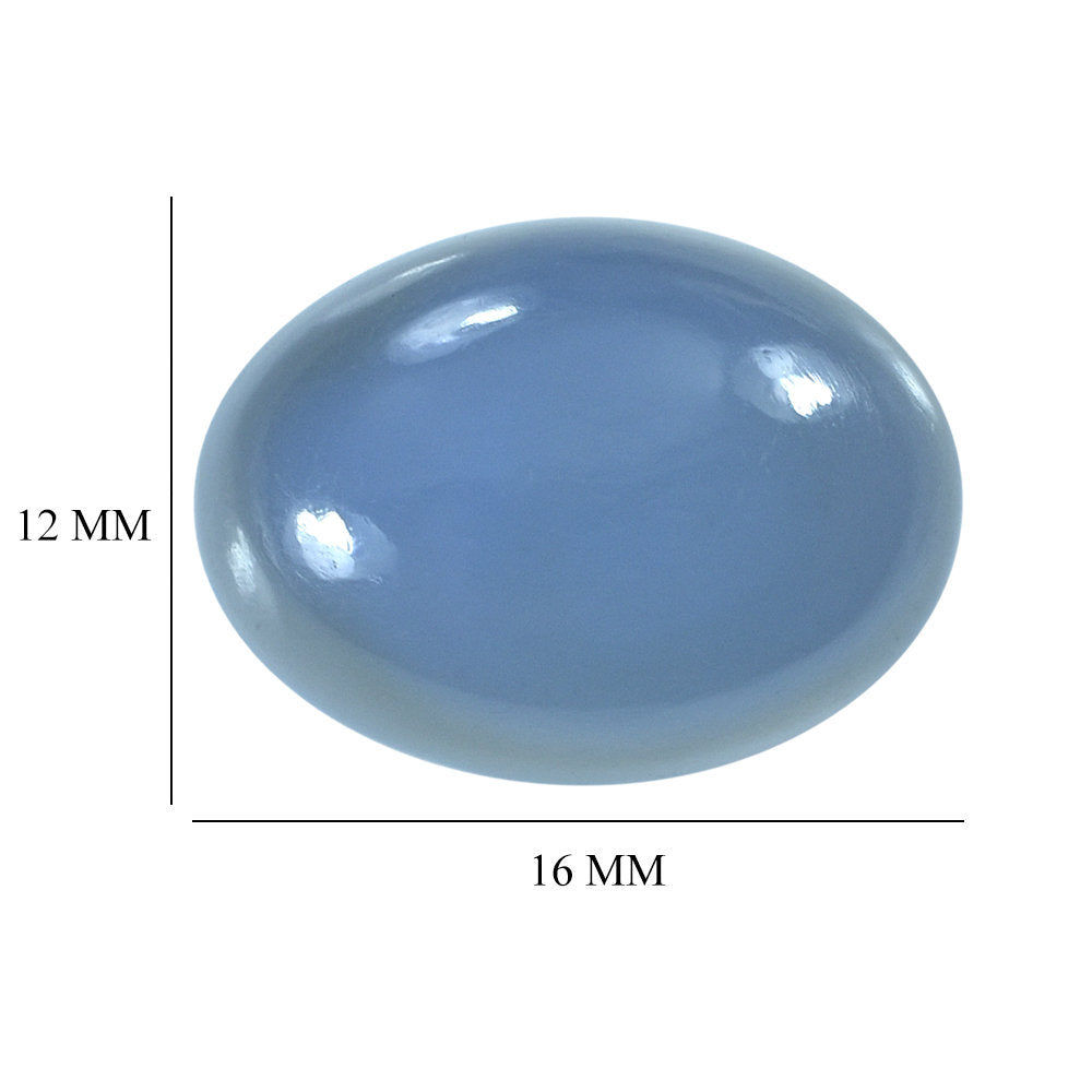 DYED BLUE CHALCEDONY OVAL CAB 16X12MM  9.38 Cts.