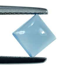 DYED BLUE CHALCEDONY SQUARE CAB 6MM 1.16 Cts.