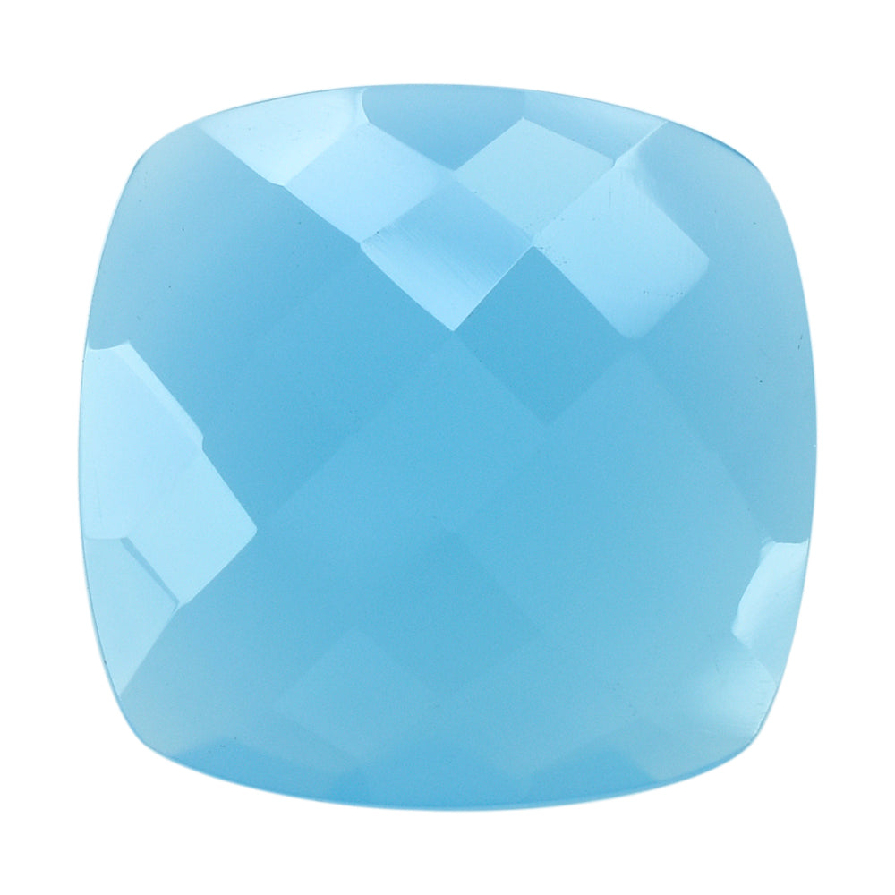 DYED BLUE CHALCEDONY BRIOLETTE CUSHION 20MM 16.00 Cts.