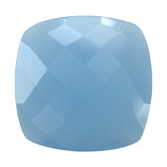 DYED BLUE CHALCEDONY BRIOLETTE CUSHION 20MM 16.00 Cts.