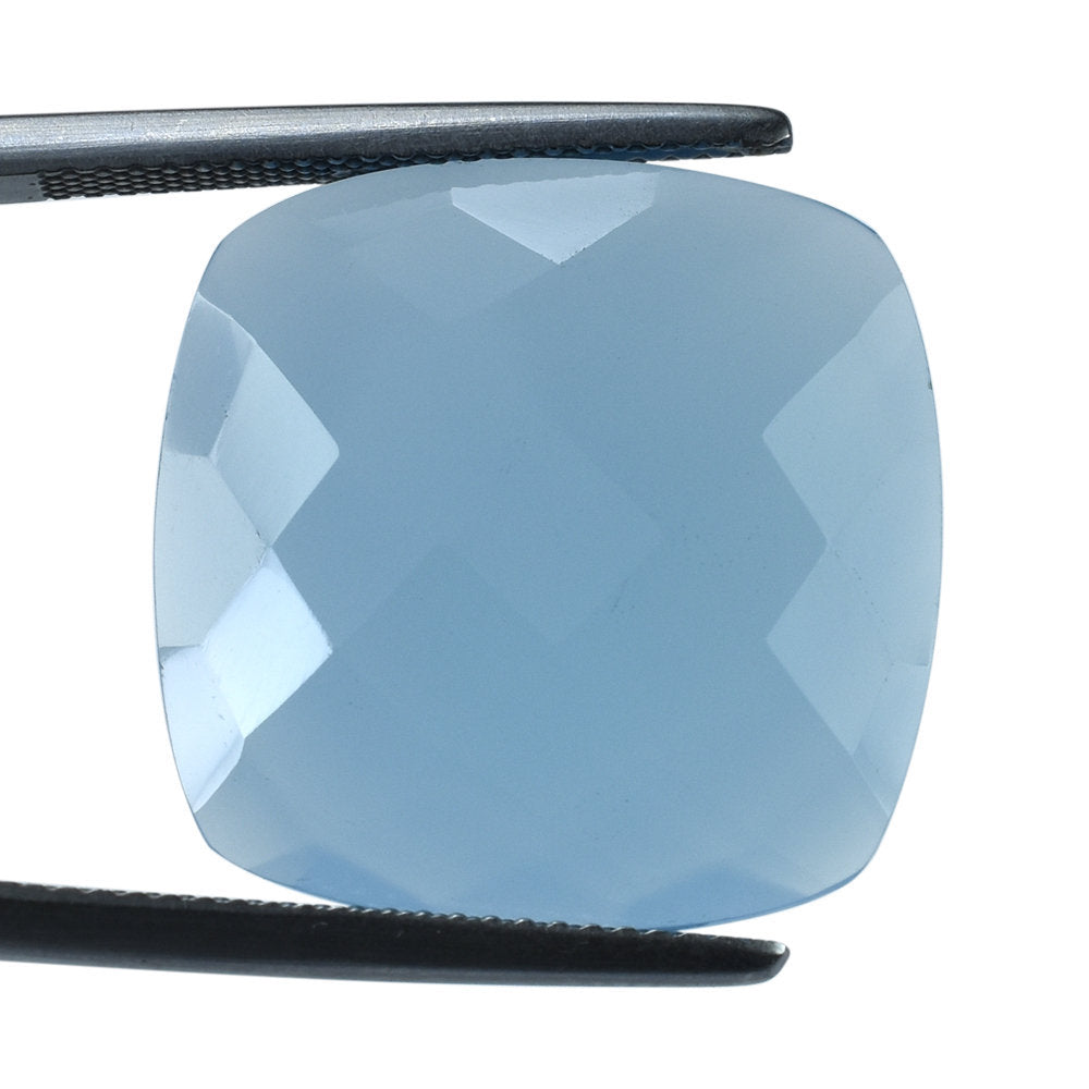 DYED BLUE CHALCEDONY BRIOLETTE CUSHION 20MM 16.00 Cts.