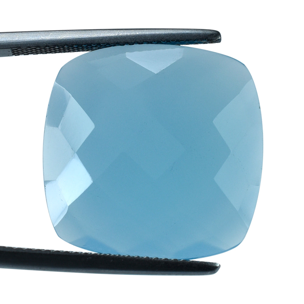 DYED BLUE CHALCEDONY BRIOLETTE CUSHION 20MM 16.00 Cts.