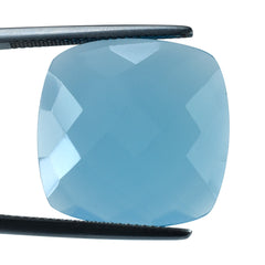 DYED BLUE CHALCEDONY BRIOLETTE CUSHION 20MM 16.00 Cts.