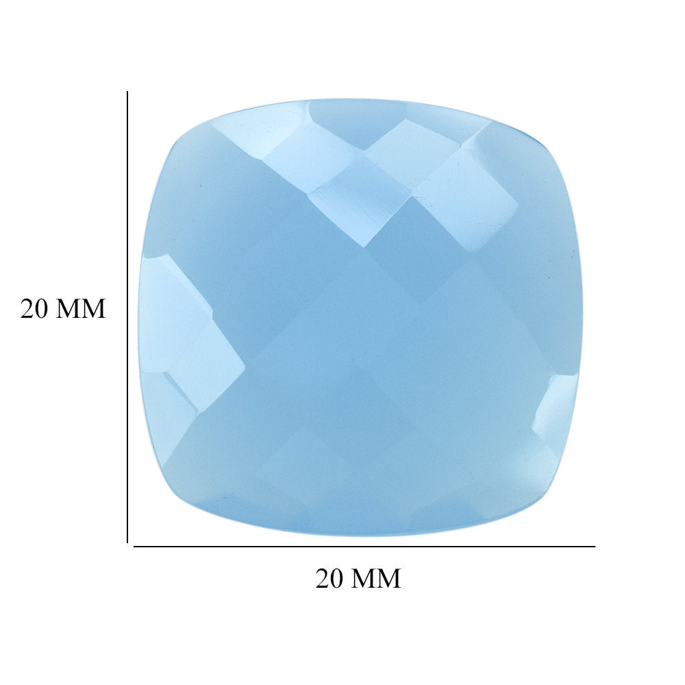 DYED BLUE CHALCEDONY BRIOLETTE CUSHION 20MM 16.00 Cts.