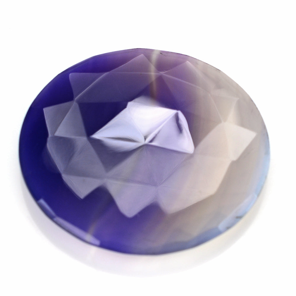 DYED BANDED CHALCEDONY ROSE CUT BRIOLETTE ROUND 39 MM 57.10 Cts.