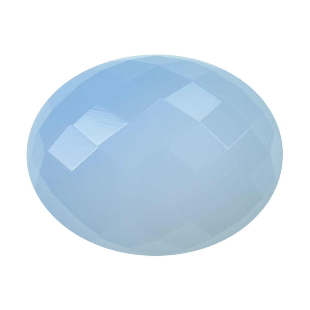 NATURAL CHALCEDONY CHECKER OVAL CAB 24X19MM 28.93 Cts.