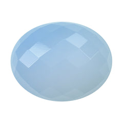 NATURAL CHALCEDONY CHECKER OVAL CAB 24X19MM 28.93 Cts.