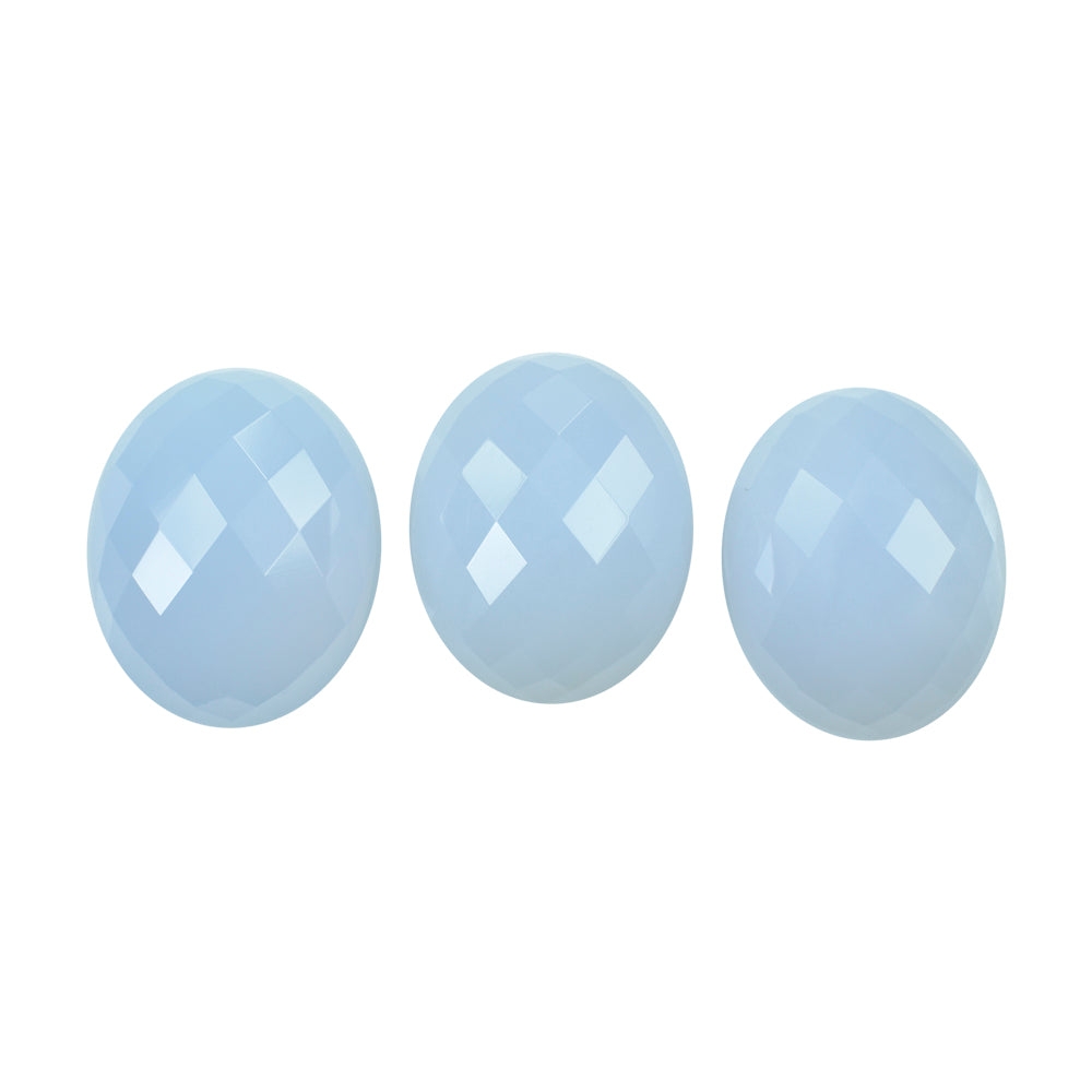 NATURAL CHALCEDONY CHECKER OVAL CAB 24X19MM 28.93 Cts.