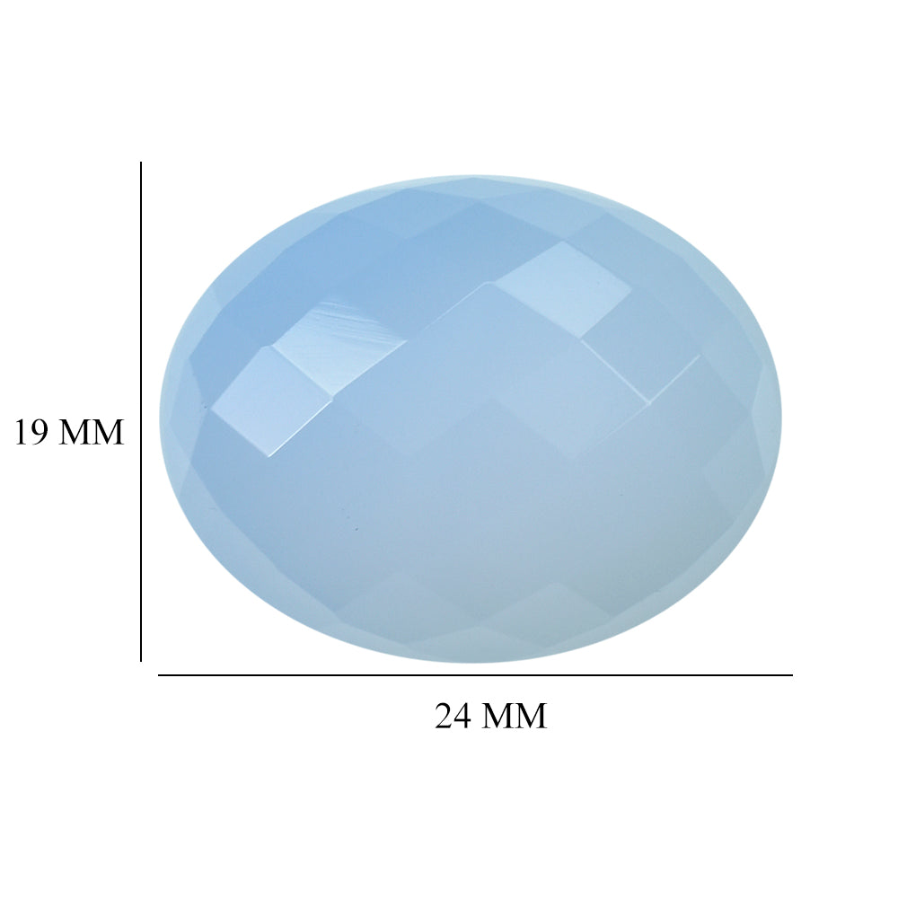 NATURAL CHALCEDONY CHECKER OVAL CAB 24X19MM 28.93 Cts.