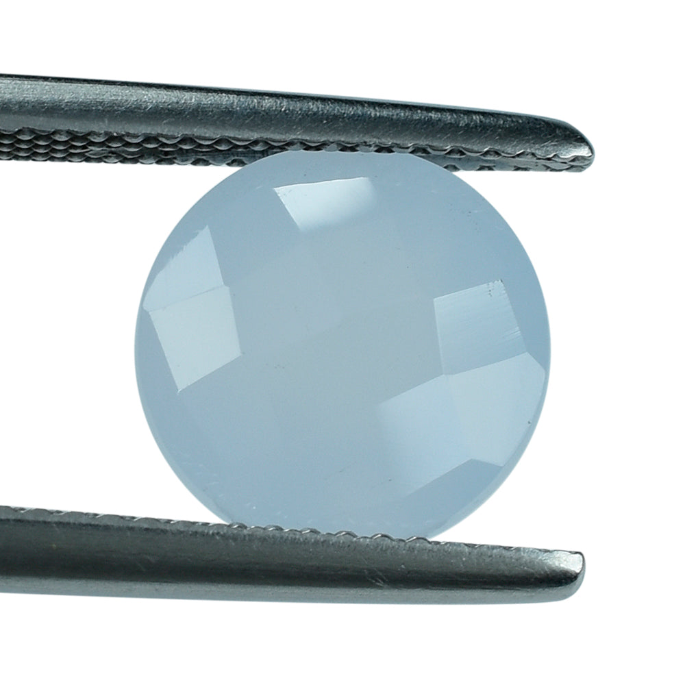 NATURAL CHALCEDONY CHECKER CUT ROUND 10.00MM 3.13 Cts.