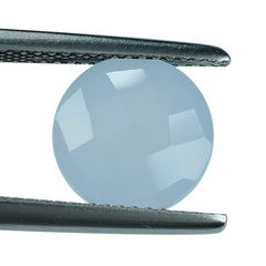 NATURAL CHALCEDONY CHECKER CUT ROUND 10.00MM 3.13 Cts.
