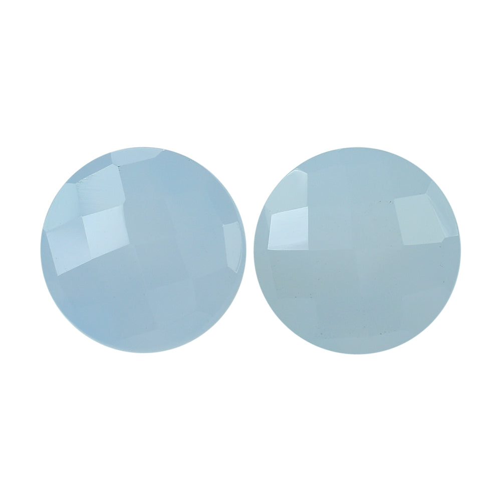 NATURAL CHALCEDONY CHECKER CUT ROUND 10.00MM 3.13 Cts.